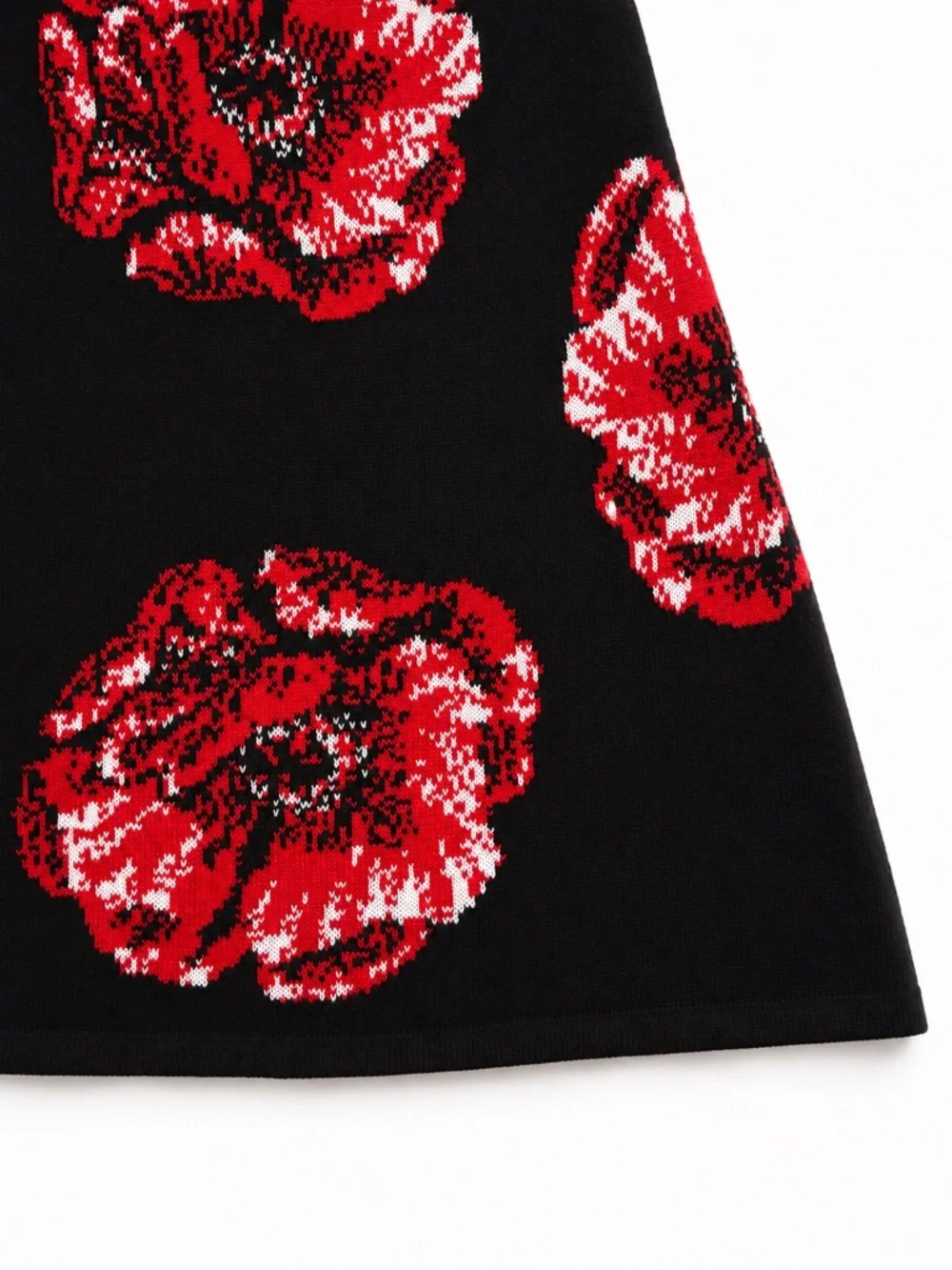 Designer Zalevskiy Black Red Poppy Knit Sweater Dress Size S Rare Statement Piec - Picture 5 of 14